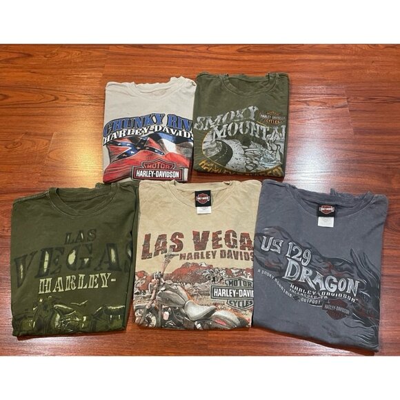 HARLEY DAVIDSON MENS LOT OF 5 SHIRTS SIZES LARGE - Picture 1 of 8